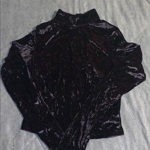 Black with burgundy tint velvet long sleeve